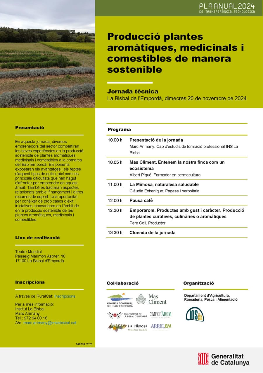 FP Baix Empordà - Blog - Jornada de Producció plantes aromàtiques, medicinals i comestibles de manera sostenible