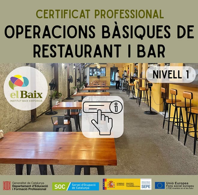 FP Baix Empordà - Certificats de professionalitat - INS Baix Empordà - Operacions bàsiques de Restaurant i Bar